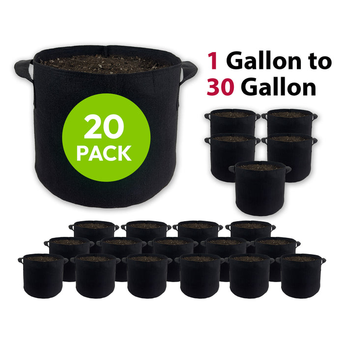 20 Pack Plant Grow Bags Heavy Duty Thickened Nonwoven Fabric Pots