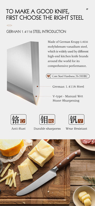Xinzuo X02 Supreme Series 6" Cheese Knife German 1.4116 -x50crmov15 Steel - Full Tang Open Box