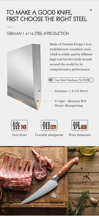 Xinzuo X02 Supreme Series 6" Boning Knife German 1.4116 -x50crmov15 Steel - Full Tang Open Box