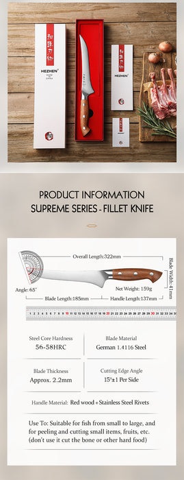 Xinzuo X02 Supreme Series 7" Fillet Knife German 1.4116 -x50crmov15 Steel - Full Tang