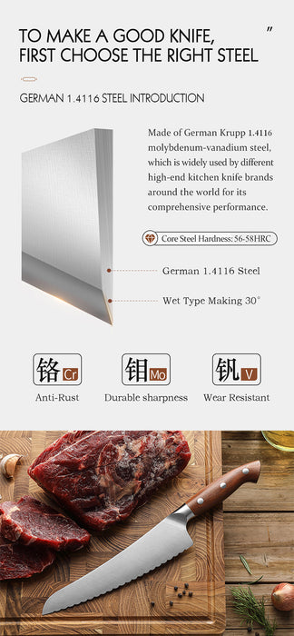 Xinzuo X02 Supreme Series 8" Frozen Food Knife German 1.4116 -x50crmov15 Steel - Full Tang
