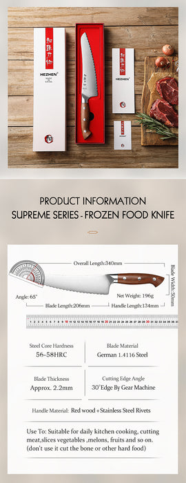 Xinzuo X02 Supreme Series 8" Frozen Food Knife German 1.4116 -x50crmov15 Steel - Full Tang