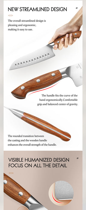 Xinzuo Supreme Series 8 Pcs Chef Knife Set - German 1.4116 -x50crmov15 Steel - Full Tang Blade