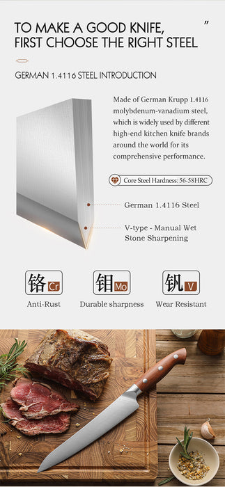 Xinzuo X02 Supreme Series 8" Meat Carving knife German 1.4116 -x50crmov15 Steel - Full Tang