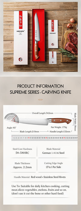 Xinzuo X02 Supreme Series 8" Meat Carving knife German 1.4116 -x50crmov15 Steel - Full Tang