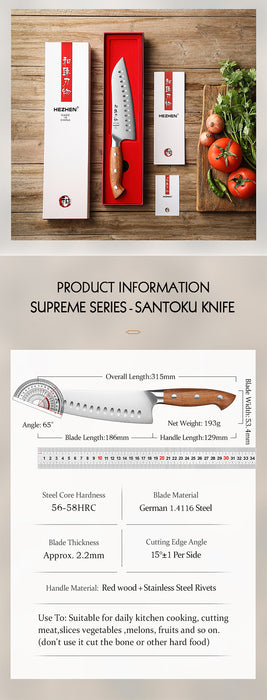 Xinzuo X02 Supreme Series 7 inches Santoku Knife German 1.4116 - x50crmov15 Steel - Full