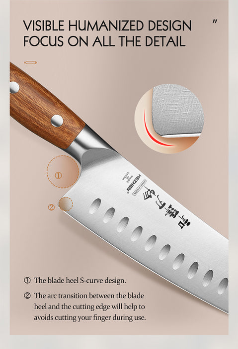 Xinzuo X02 Supreme Series 7 inches Santoku Knife German 1.4116 - x50crmov15 Steel - Full