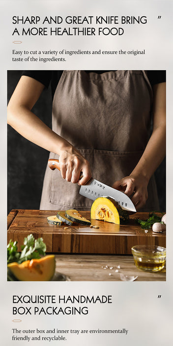Xinzuo X02 Supreme Series 7 inches Santoku Knife German 1.4116 - x50crmov15 Steel - Full