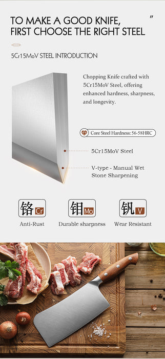 Xinzuo X02 Supreme Series 7" Meat Cleaver Knife German 1.4116 -x50crmov15 Steel - Full Tang