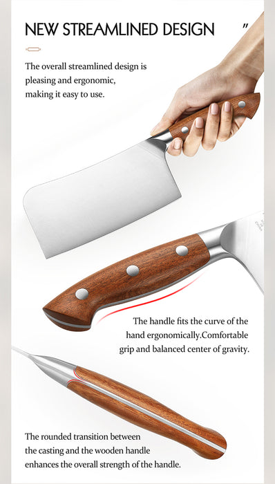 Xinzuo X02 Supreme Series 7" Meat Cleaver Knife German 1.4116 -x50crmov15 Steel - Full Tang