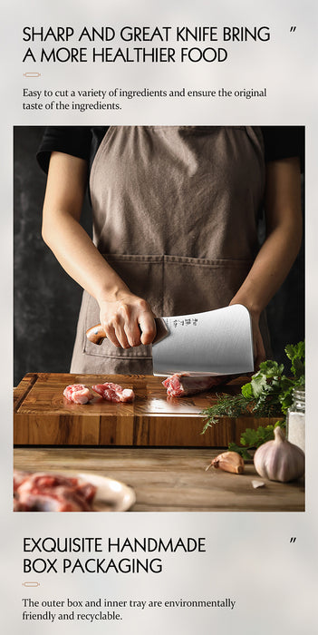 Xinzuo X02 Supreme Series 7" Meat Cleaver Knife German 1.4116 -x50crmov15 Steel - Full Tang