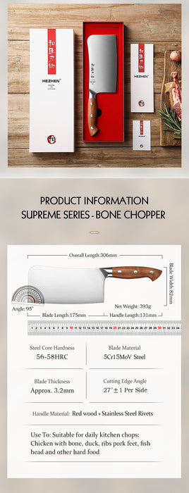 Xinzuo X02 Supreme Series 7" Meat Cleaver Knife German 1.4116 -x50crmov15 Steel - Full Tang