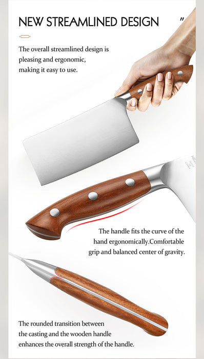 Xinzuo X02 Supreme Series 7" Cleaver Knife German 1.4116 -x50crmov15 Steel - Full Tang