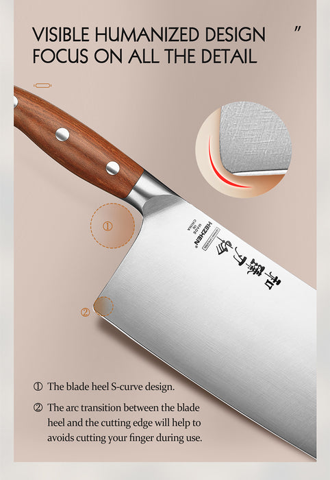 Xinzuo X02 Supreme Series 7" Cleaver Knife German 1.4116 -x50crmov15 Steel - Full Tang
