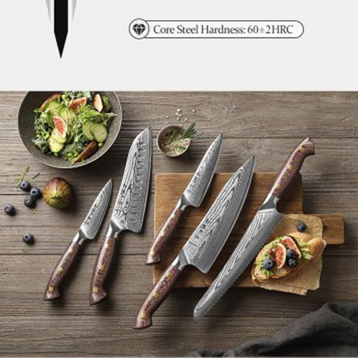 Hezhen Supreme Series X02M  7 Pcs 67-Layer Damascus Steel Kitchen Knife Set - Open Box