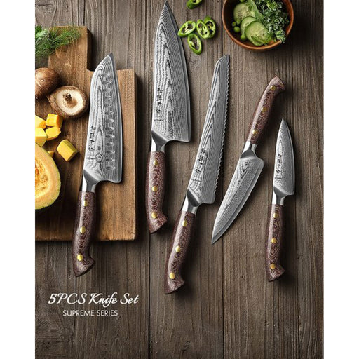 Hezhen Supreme Series X02M  7 Pcs 67-Layer Damascus Steel Kitchen Knife Set - Open Box