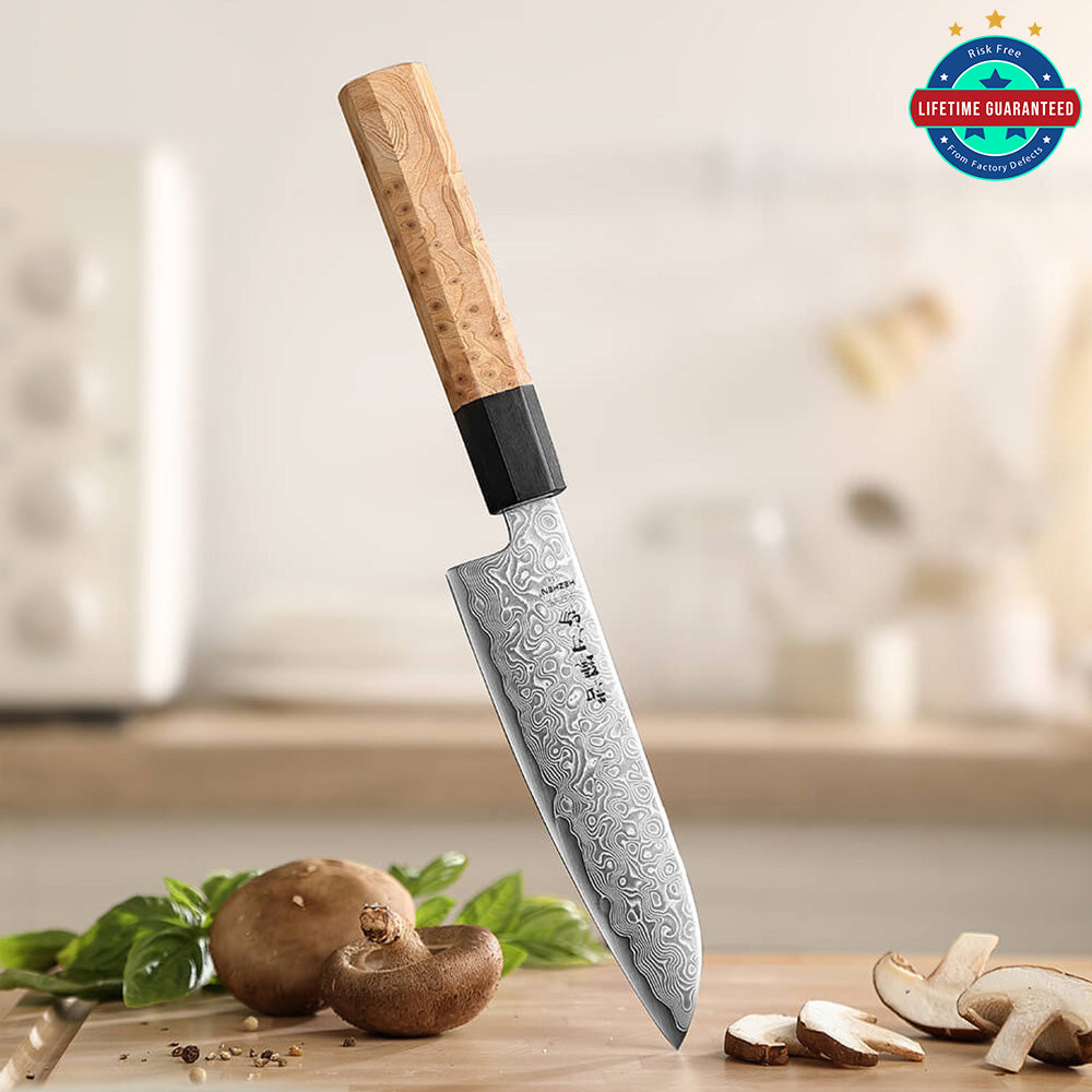 Hezhen Japanese Aogami Santoku Knife 5.5