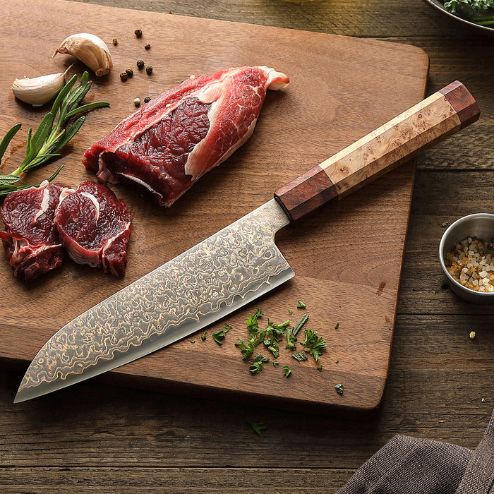 Hezhen Retro Series X05C 2 Pcs Tricolour Damascus Steel Kitchen Knife Set - Open Box