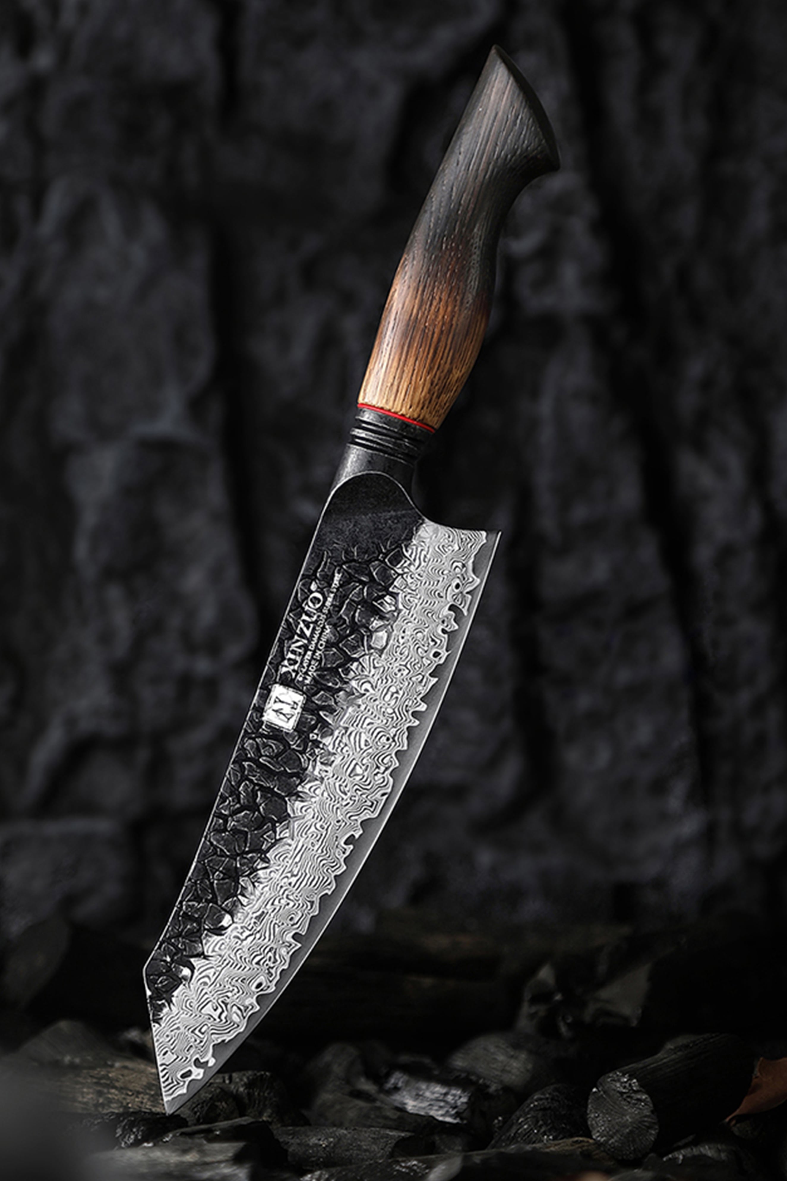 Xinzuo X06 67 Layers Damascus Steel Santoku Knife Burnt White Oak