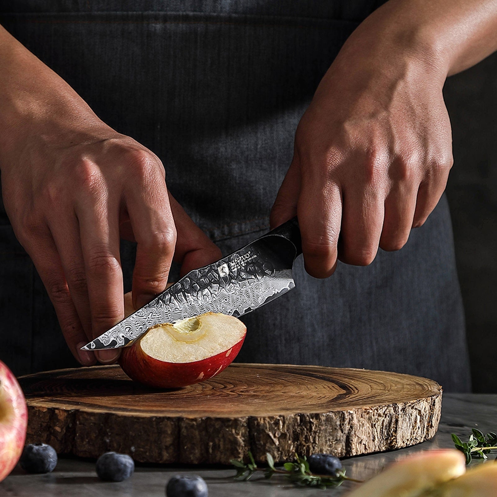 Xinzuo X06 67 Layers Damascus Steel Utility Knife Burnt White Oak