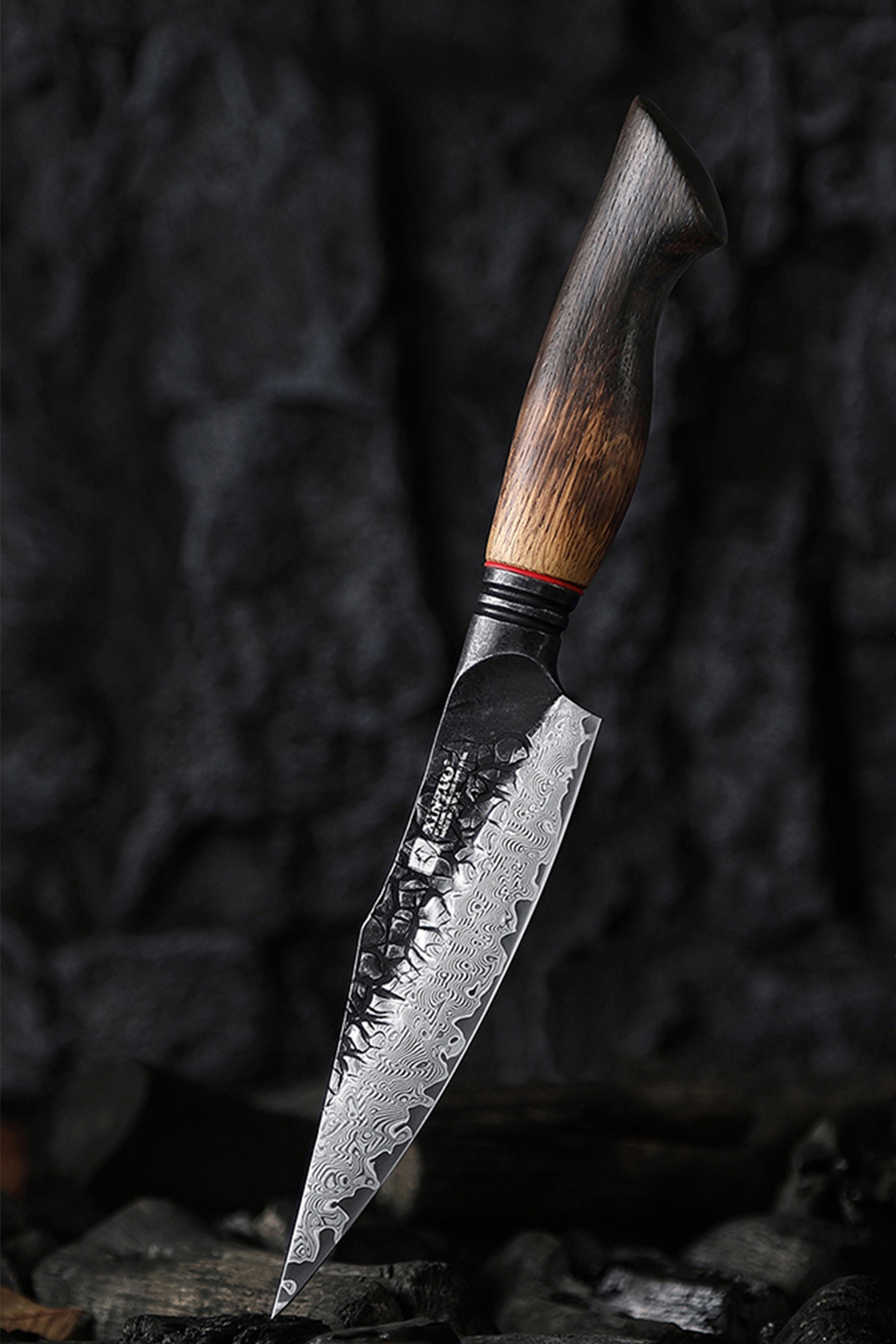 オキシーズ Xinzuo X06 67 Layers Damascus Steel Utility Knife Burnt White Oak