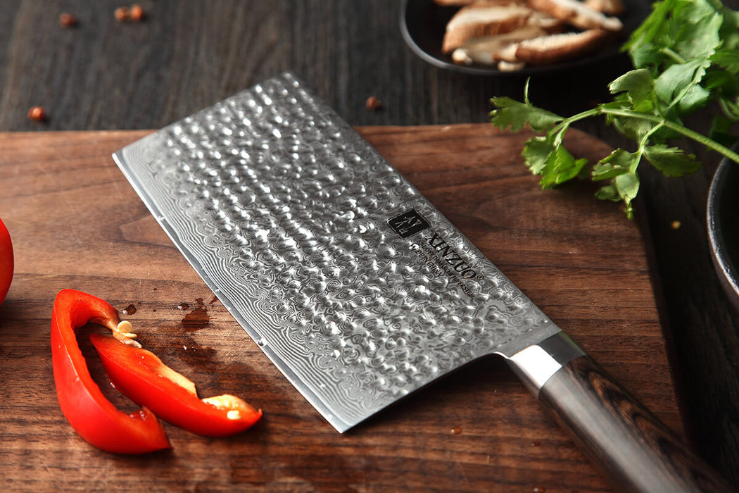 Xinzuo B1H 7 inches 67 Layer Damascus Cleaver Knife Damascus Steel Cleaver Knife blade