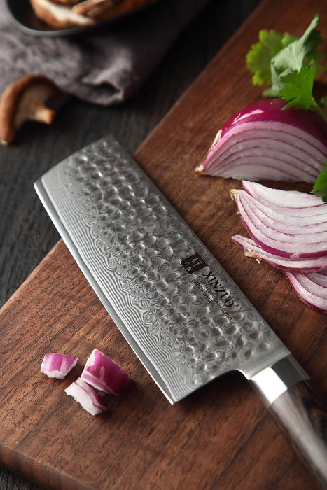 Xinzuo B1H 6.8" 67 Layer Damascus Nakiri Knife Damascus Steel Nakiri Knife Open Box