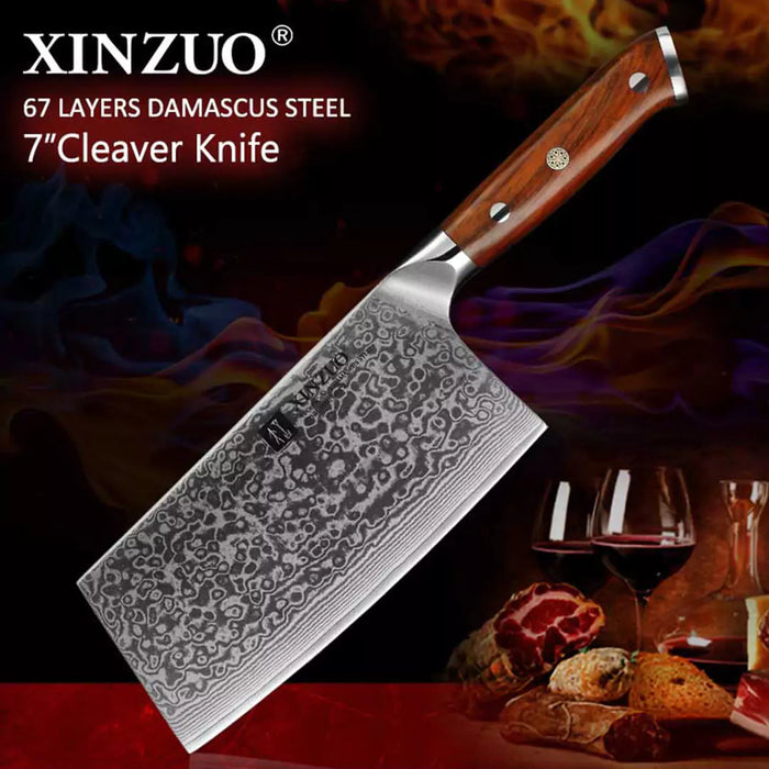 Xinzuo67 Layers Japanese Damascus Steel Cleaver Knife
