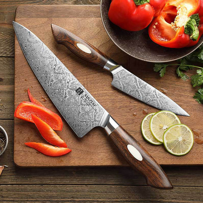 Xinzuo B46D 2 Pcs Damascus Chef Knife Set with Utility Knife 3
