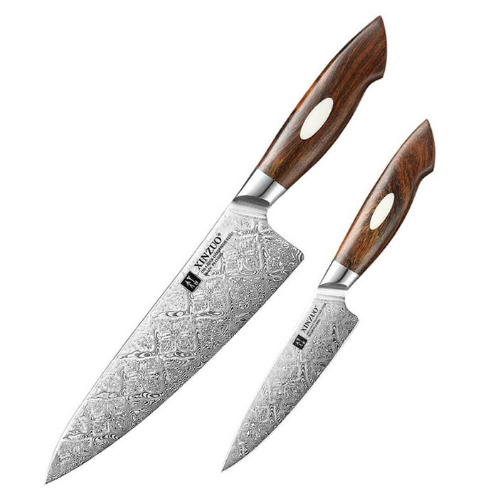 Xinzuo B46D 2 Pcs Damascus Chef Knife Set with Utility Knife 8