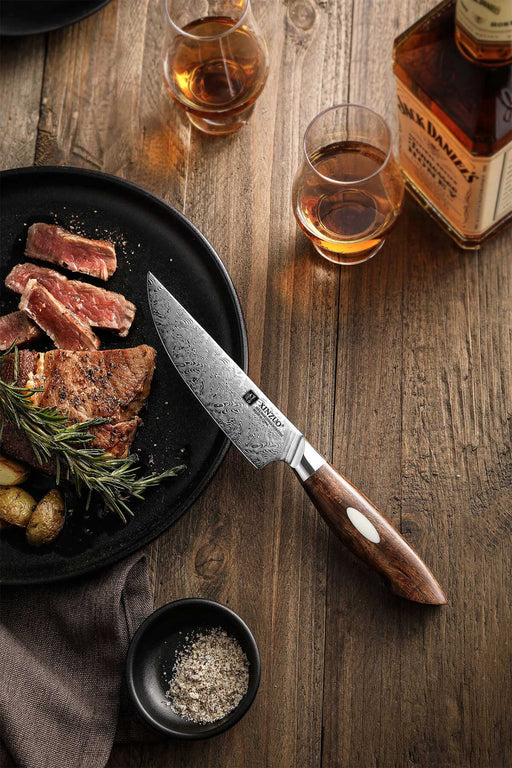 Steak Knives, 6-pcs, Super-Sharp 5” Damascus Steak Knife, Highly
