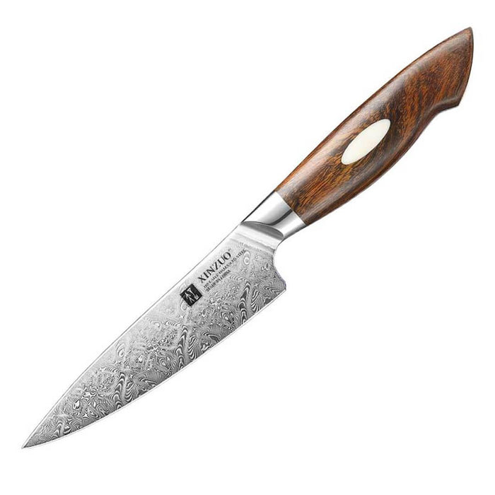 Xinzuo B46D Damascus Utility Knife Dessert Ironwood Handle 10