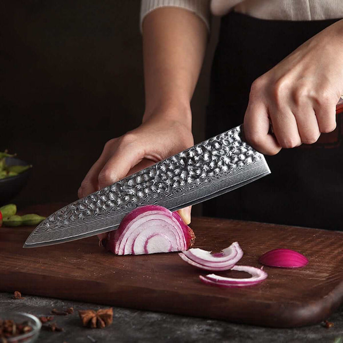 Xinzuo B9 2 Pcs 67 Layers Damascus Steel Kitchen Knife Set Chef Utility Knife Rosewood cutting