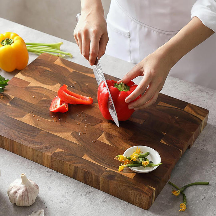 Xinzuo Brick End Grain Acacia Wood Cutting Board 15.7 inches 4