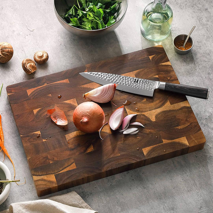 Xinzuo Brick End Grain Acacia Wood Cutting Board 15.7 inches 6