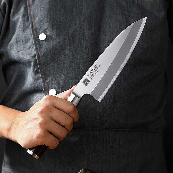 Xinzuo SE Sandblasted Deba Knife with Ebony Handle 8