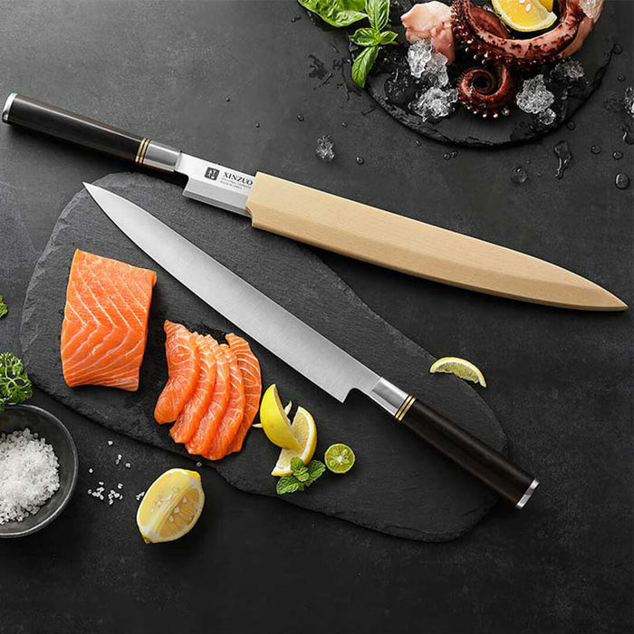 Xinzuo SE Sandblasted Steel 10 inch Sashimi Kitchen Knife 11