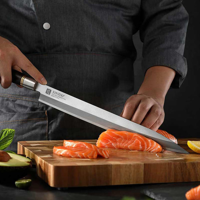 Xinzuo SE Sandblasted Steel 10 inch Sashimi Kitchen Knife 7