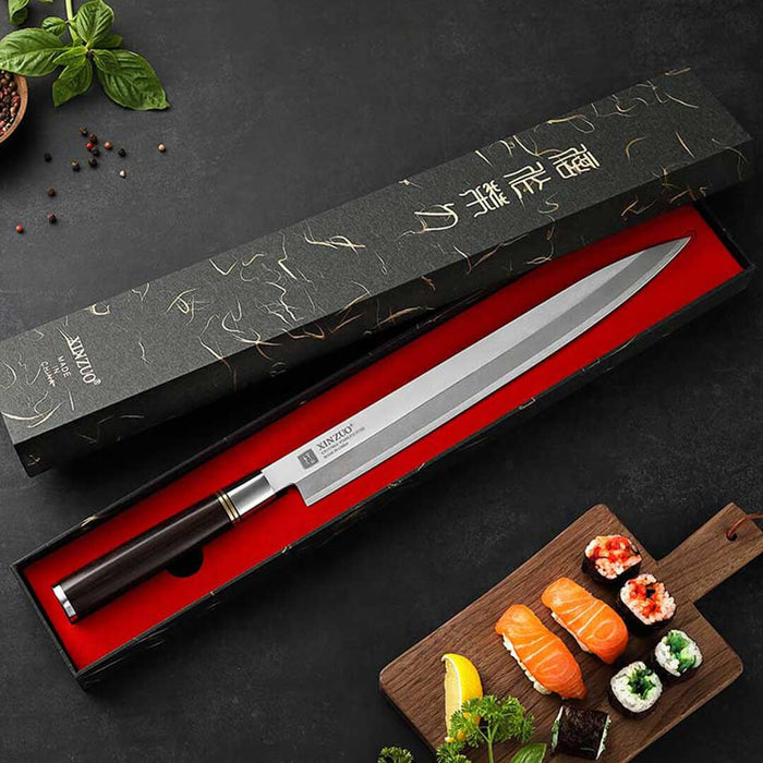 Xinzuo SE Sandblasted Steel 11 inch Sashimi Kitchen Knife 10