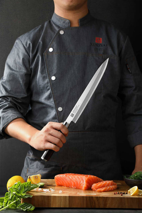 Xinzuo SE Sandblasted Steel 9 inch Sashimi Kitchen Knife