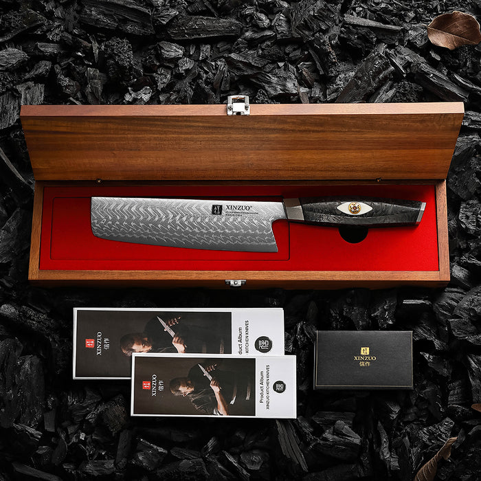 Xinzuo X04 Nakiri Bohler M390 Steel 145-Layer Damascus M390 Knife
