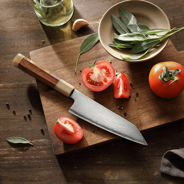 Xinzuo Japanese ZDP-189 Steel 6.5" Bunka Knife - Desert Ironwood & Bull Horn Handle - Wooden Box
