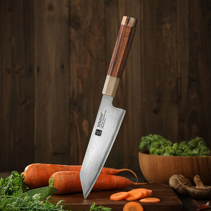 Xinzuo Japanese ZDP-189 Steel 6.5" Bunka Knife - Desert Ironwood & Bull Horn Handle - Wooden Box