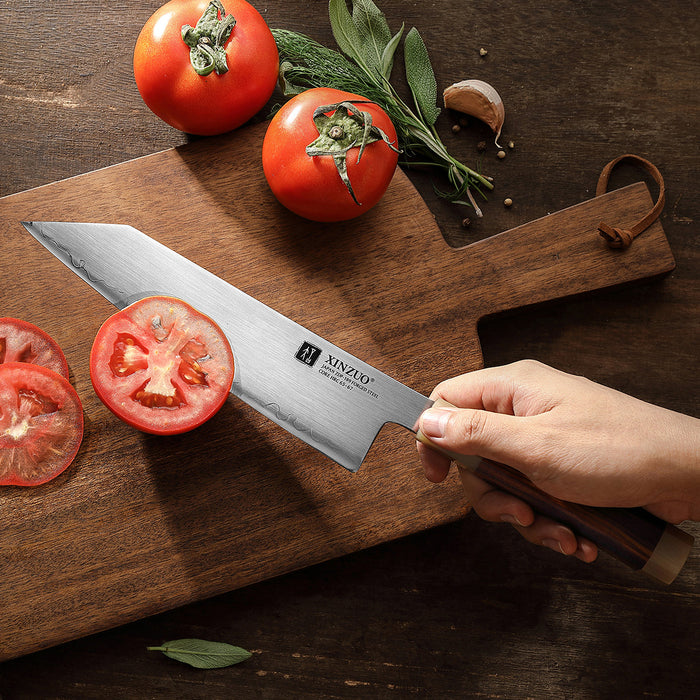 Xinzuo Japanese ZDP-189 Steel Bunka Knife - Desert Ironwood & Bull Horn Handle - Wooden Box