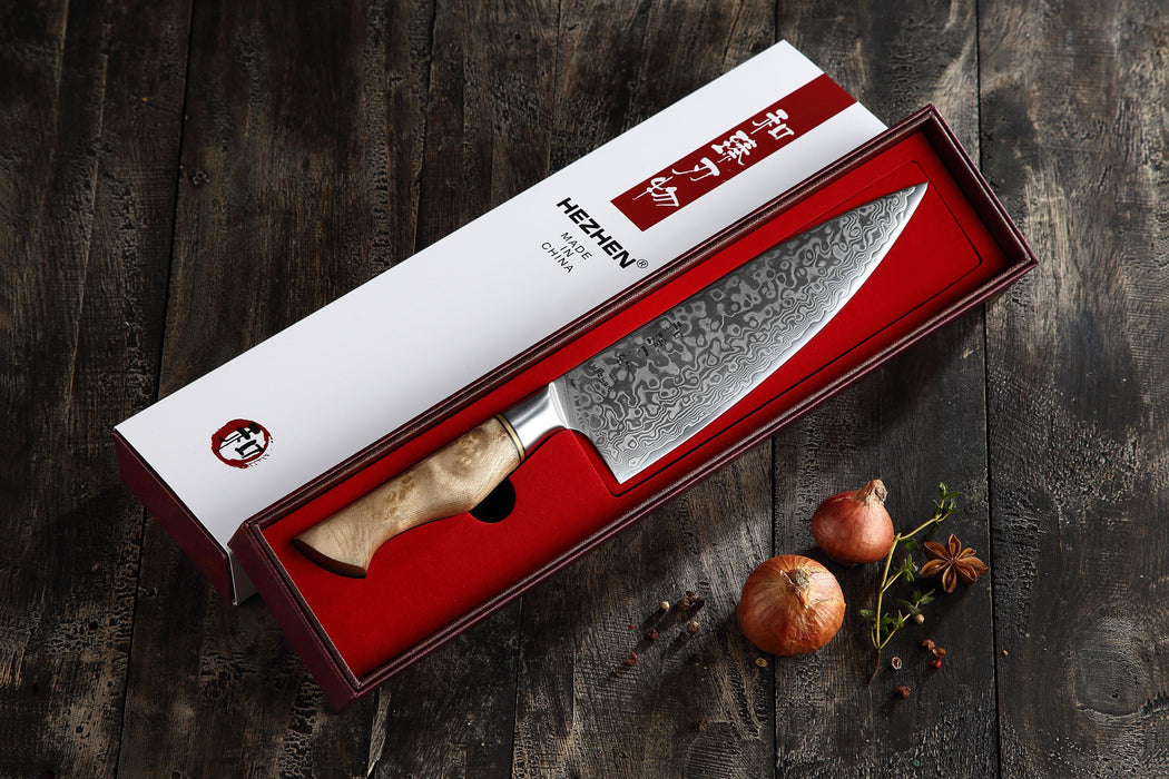 Hezhen B30 Forged Damascus Stainless Steel Kitchen Japanese style Chef Knife - The Bamboo Guy