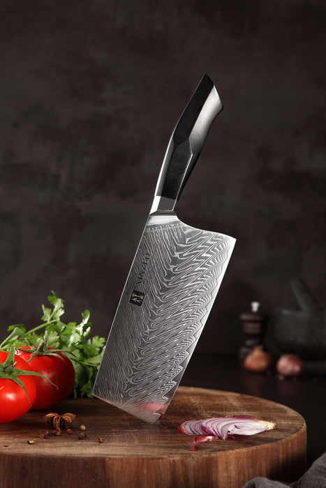 Xinzuo B32 Feng Japanese Style Cleaver Knife 67 Layers Damascus Steel Wickedly Sharp - The Bamboo Guy