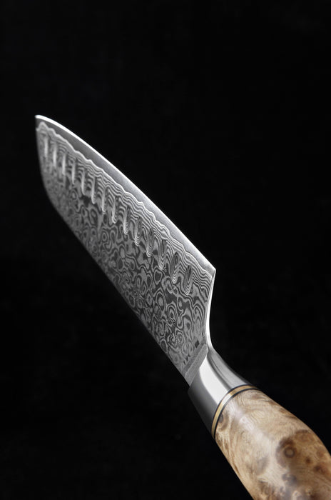 Hezhen B30 Forged Damascus Stainless Steel Kitchen Japanese style Santoku Knife - The Bamboo Guy