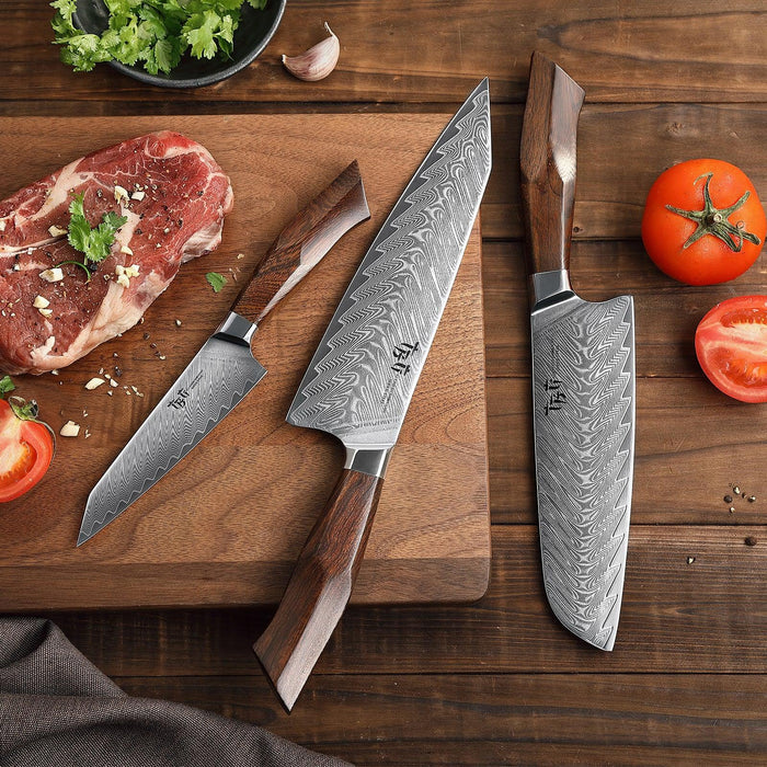 TBG 3 Knife Set Japanese Damascus Stainless Steel Kitchen Chef