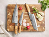 XINZUO 3pcs Knife Set with Olive Wood + Copper Flower Nails Damascus Steel 62-64 HRC - The Bamboo Guy