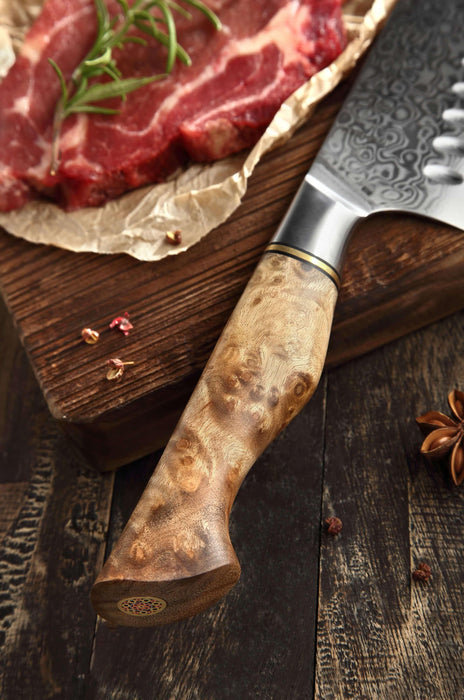 Hezhen B30 Forged Damascus Stainless Steel Kitchen Japanese style Santoku Knife - The Bamboo Guy